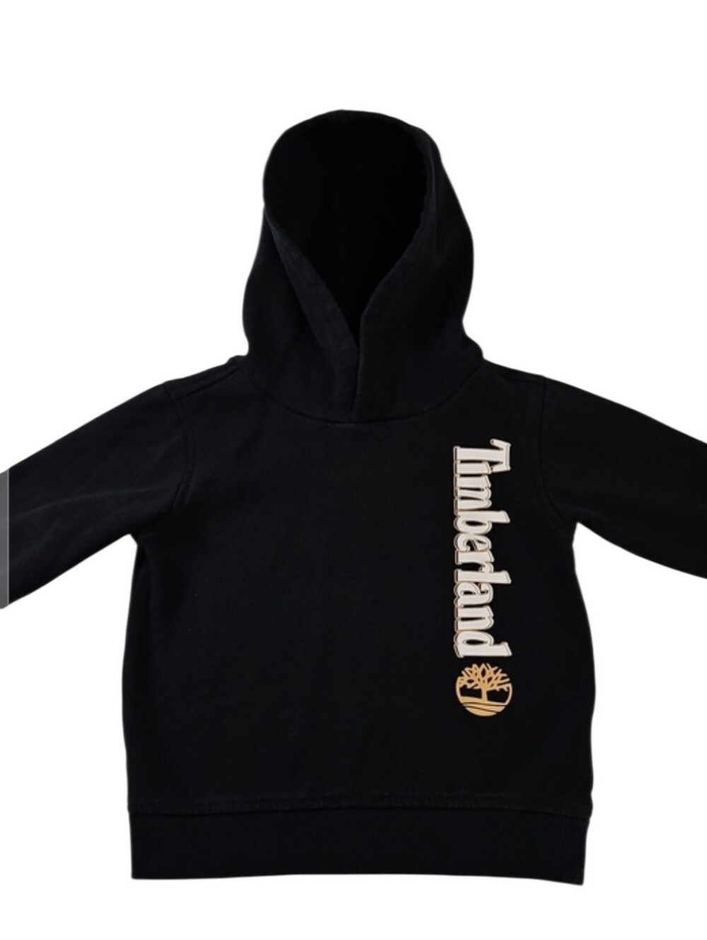 Timberland Black Hoodie with Vertical Logo, Size 24M